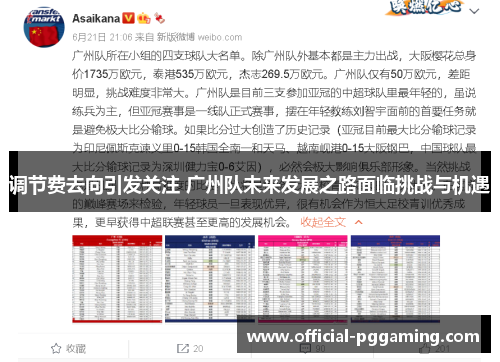 调节费去向引发关注 广州队未来发展之路面临挑战与机遇 调节费去向引发关注 广州队未来发展之路面临挑战与机遇